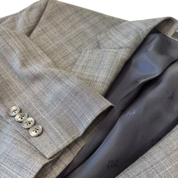 Jos A. Bank Reda Wool RESERVE Blue Grey Glen Check Tailored Fit Sports Coat 46S - Picture 4 of 13